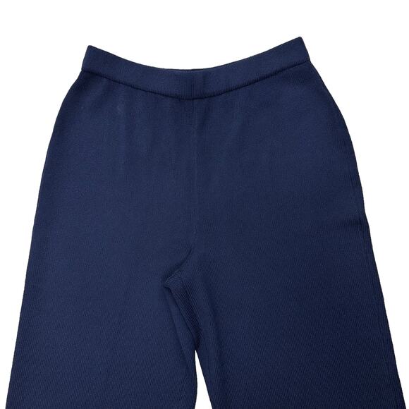 St John Collection Blue Santana Knit Pants Size 6 Wool Blend Pull On Ankle Crop - Picture 5 of 15